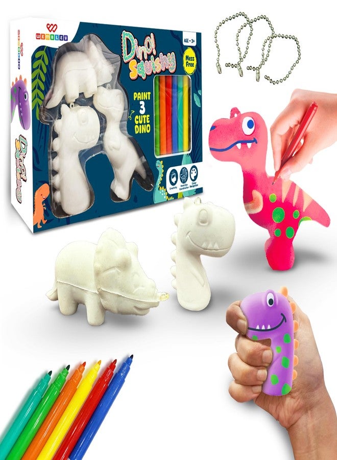 ويمبلي مجموعة ويمبلي دينو ثلاثية الأبعاد للرسم والتلوين | مجموعة حرف يدوية للأطفال من عمر 3 سنوات فما فوق | مجموعة فنية وحرفية قابلة للغسل وخالية من الفوضى، تتضمن 3 مجسمات إسفنجية و6 أقلام تلوين ملونة | هدية للأولاد والبنات من عمر 3 إلى 8 سنوات فما فوق - Image 1